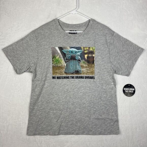 Star Wars Baby Yoda Graphic T-Shirt Adult Size 2XL Gray Crewneck Short Sleeve - Picture 1 of 6